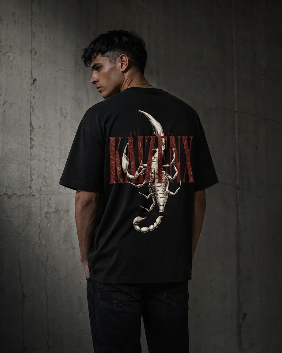 KAIZENX — Scorpion Typography Oversized Tee