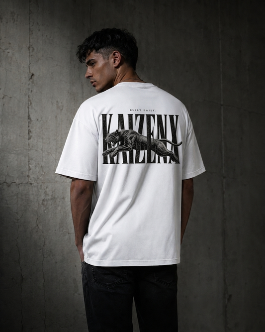 KAIZENX — Panther Typography Oversized Tee
