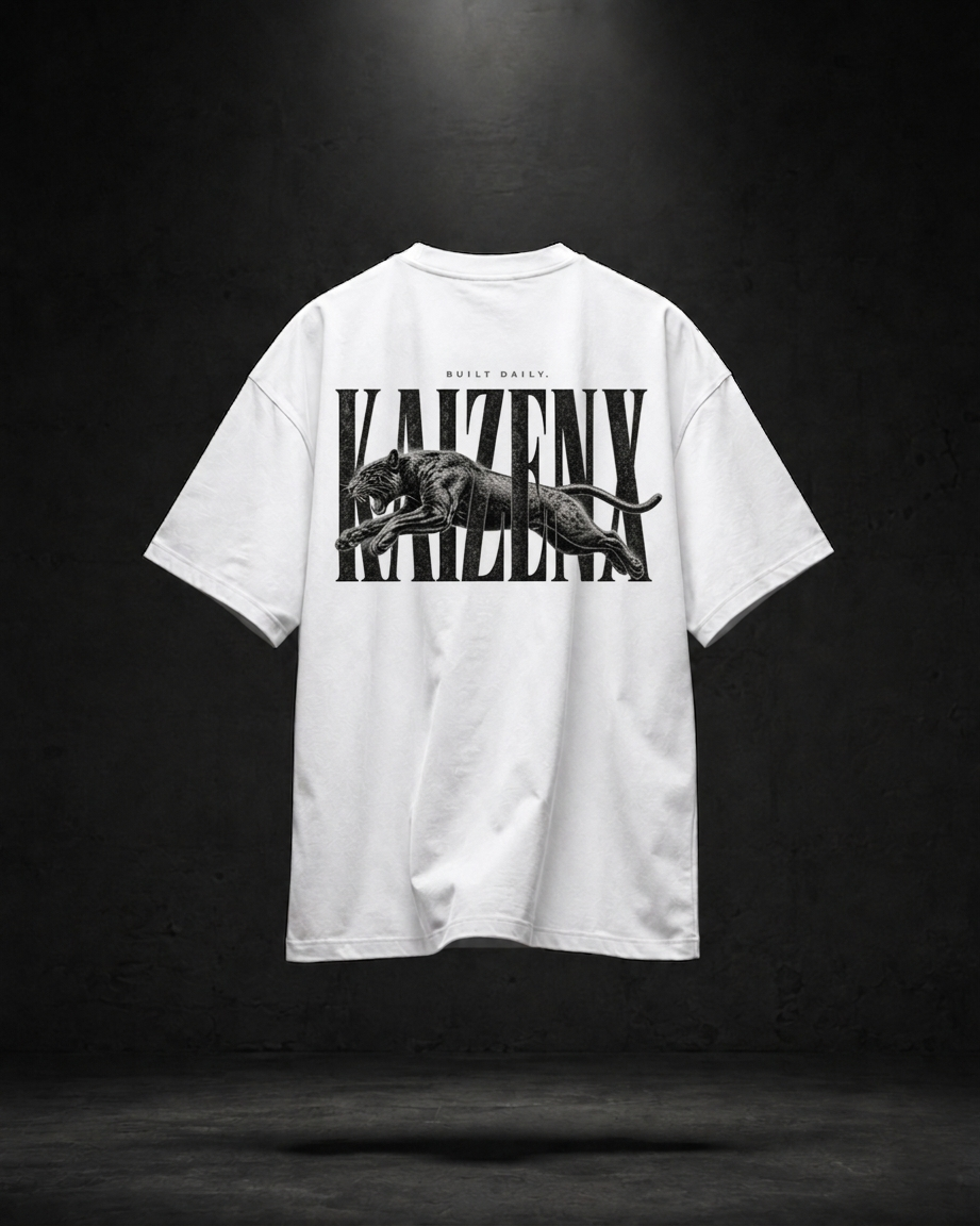 KAIZENX — Panther Typography Oversized Tee